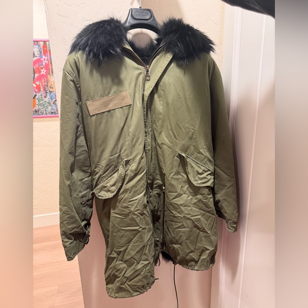 Mr & Mrs Italy Rabbit Fur Parka Coat Size